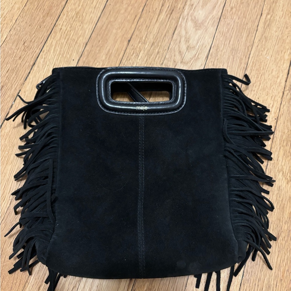 Maje Black suede Fringe M Bag great condition